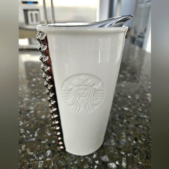 Starbucks 2014 Studded white and chrome tumbler - Picture 1 of 4